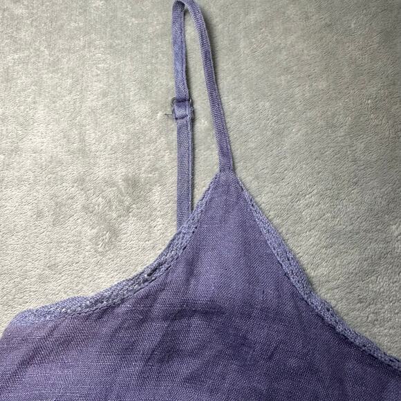My Diary Midi Dress Size EU 38 US 6 Purple Flax Linen Ruffle Hem Beachy Coastal - Picture 5 of 14
